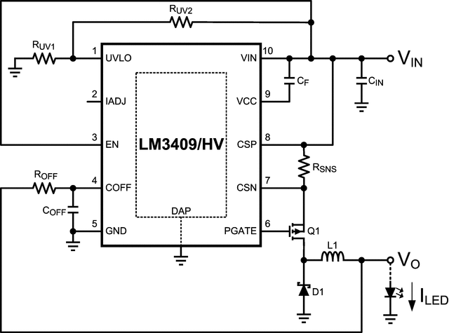 LM3409QMYX/NOPB 电路图
