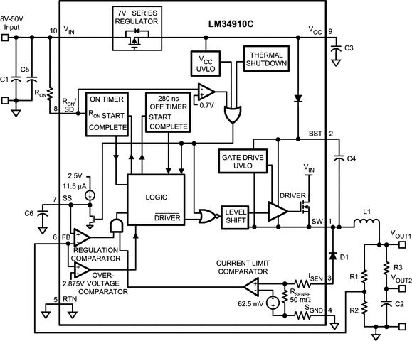 LM34910CSD/NOPB 电路图